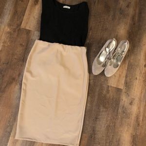 Tan pencil skirt